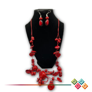 Tagua Necklace “Vibrant Red”