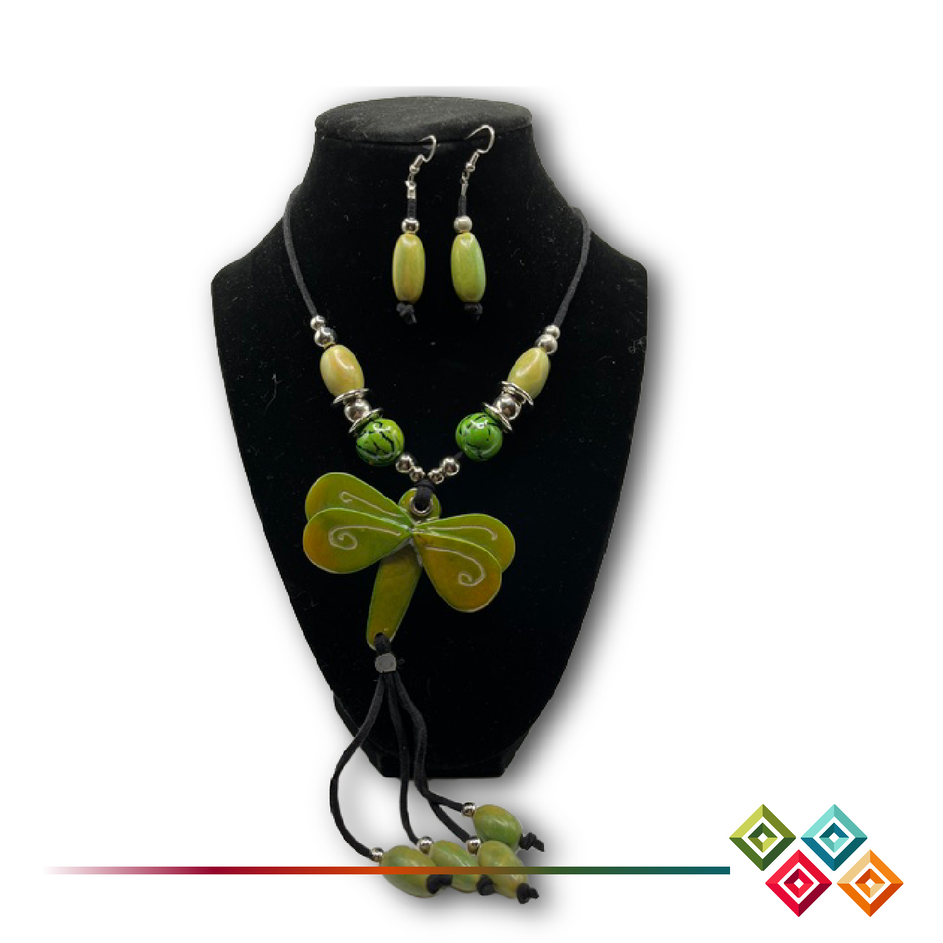 Tagua Necklace “Green Butterfly”