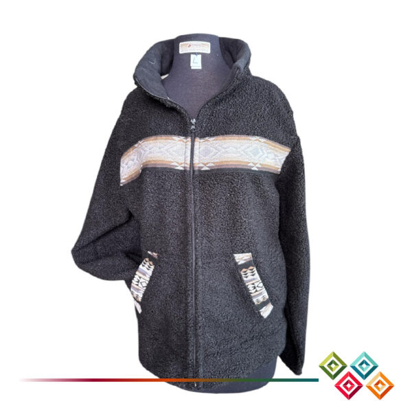 Warm Sherpa Jacket with Ecuadorian Textile Patterns - Image 13