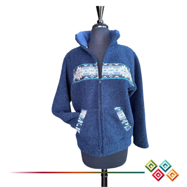 Warm Sherpa Jacket with Ecuadorian Textile Patterns - Image 5