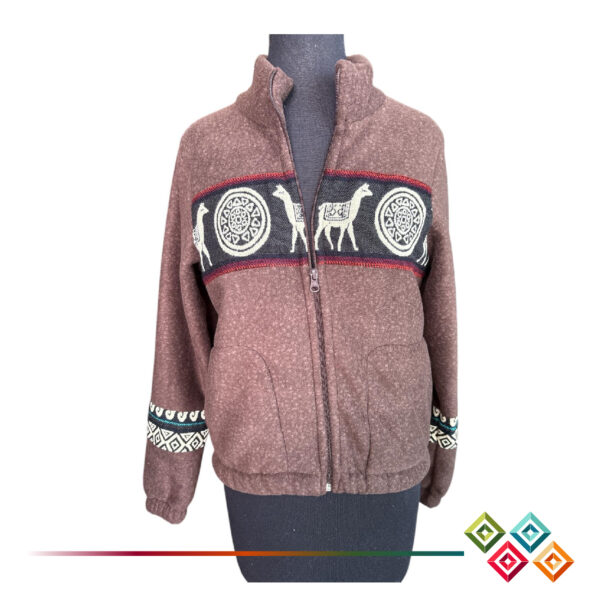 Warm Sherpa Jacket with Ecuadorian Textile Patterns - Image 7
